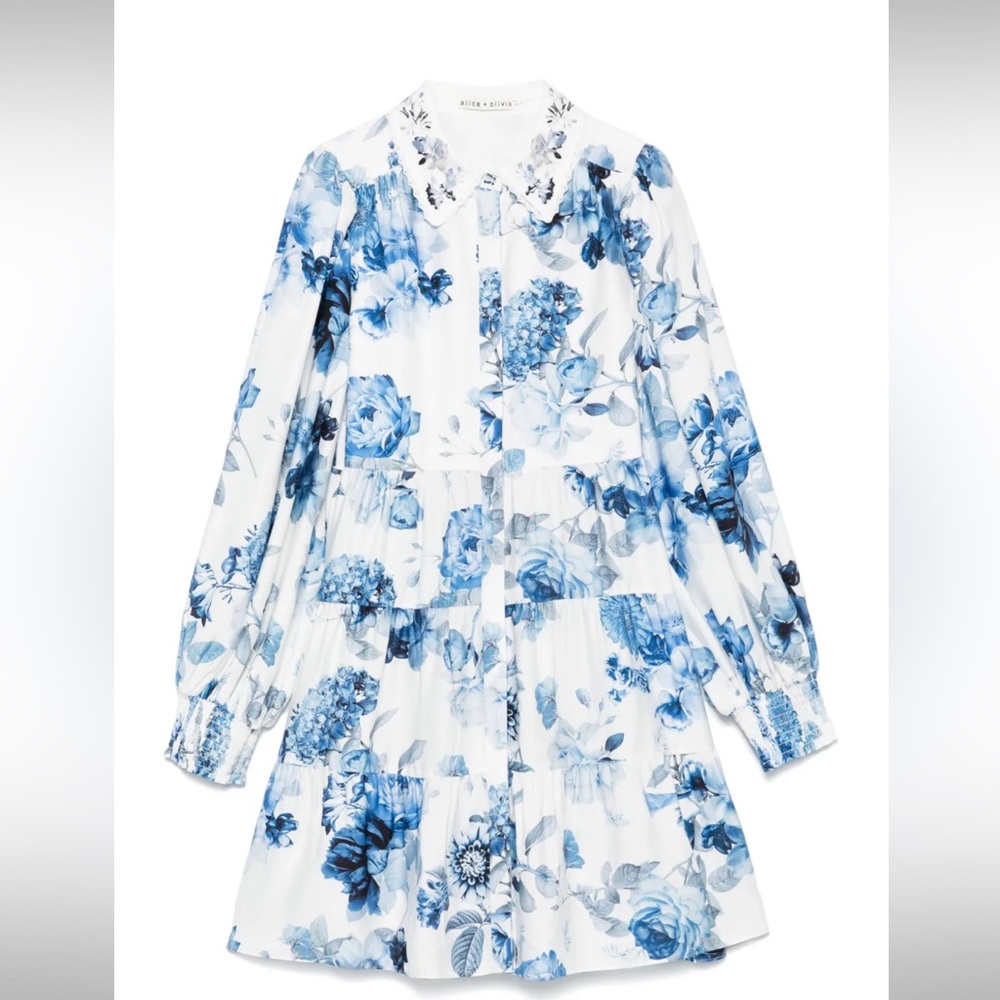Alice + Olivia Blue Floral Mini Dress